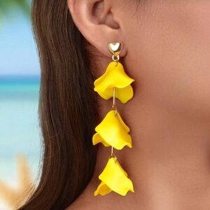 Yellow Floral Drop Earrings